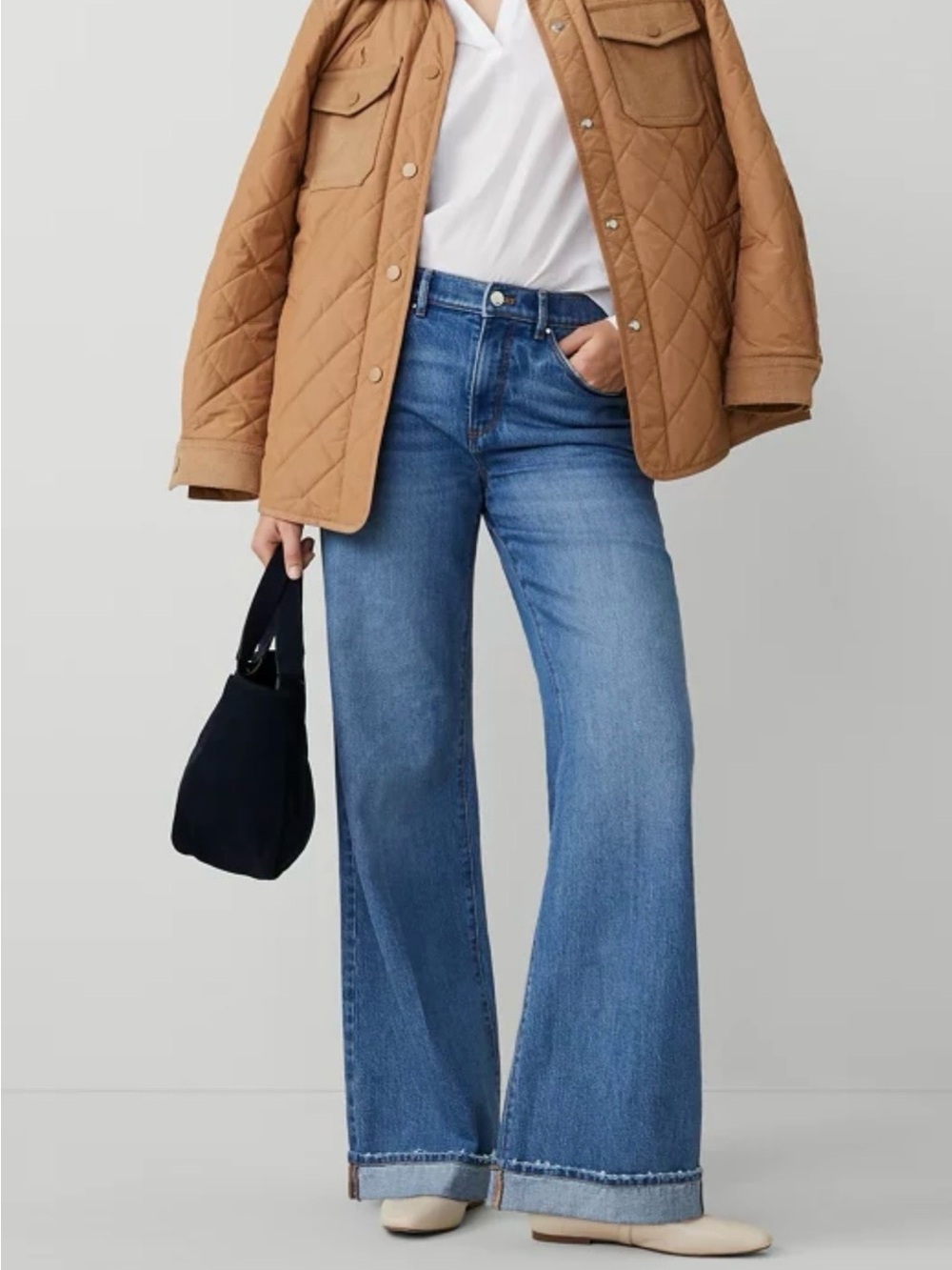 Ann Taylor Wide-Leg Jeans in Medium Blue Wash